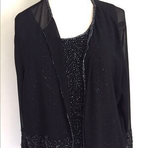 [J Kara] Dark Blue 2 Piece Beaded Set: Sz L